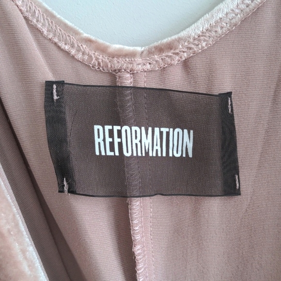 REFORMATION | Anoush Wrap Dress Silk Blend Velvet, Blush, Women's Size XS - Picture 9 of 15